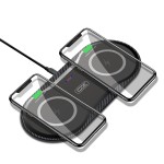 Xo WX025 20W 2 In 1Desktop WirelesCharger(Two Mobiles At The Same time)