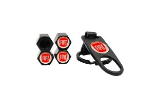 Καπάκια Βαλβίδων Αυτοκινήτου Με Μπρελόκ Fiat Μαύρο 5 Τεμάχια