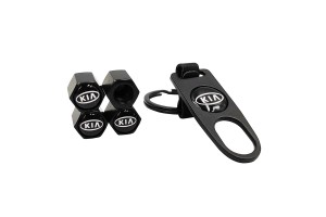 Καπάκια Βαλβίδων Αυτοκινήτου Με Μπρελόκ Kia Μαύρο 5 Τεμάχια