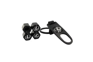 Καπάκια Βαλβίδων Αυτοκινήτου Με Μπρελόκ Lexus Μαύρο 5 Τεμάχια