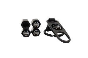 Καπάκια Βαλβίδων Αυτοκινήτου Με Μπρελόκ Nissan Μαύρο 5 Τεμάχια