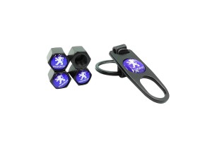 Καπάκια Βαλβίδων Αυτοκινήτου Με Μπρελόκ Peugeot Μαύρο 5 Τεμάχια