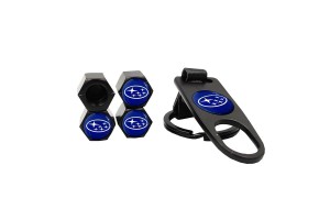 Καπάκια Βαλβίδων Αυτοκινήτου Με Μπρελόκ Subaru Μαύρο 5 Τεμάχια