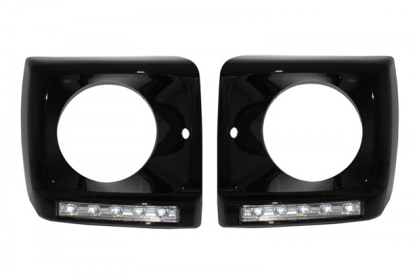 Μαύρα Καλύμματα Προβολέων Με Φώτα Ημέρας Led Drl Χρωμίου Κατάλληλα Για Mercedes G-Class W463 (1989-και μετά) G65 Design Black Μαύρα Καλύμματα Προβολέων Με Φώτα Ημέρας Led Drl Χρωμίου Κατάλληλα Για Mercedes G-Class W463 (1989-και μετά) G65 Design Black