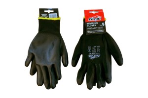 Γάντια Εργασίας Πολυεστέρα -/ Pu No9 - Large Μαύρα 2 Τεμάχια