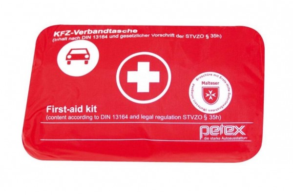 Petex Φαρμακείο Αυτοκινήτου Τσαντάκι Red με εξοπλισμό κατάλληλο για πρώτες βοήθειες