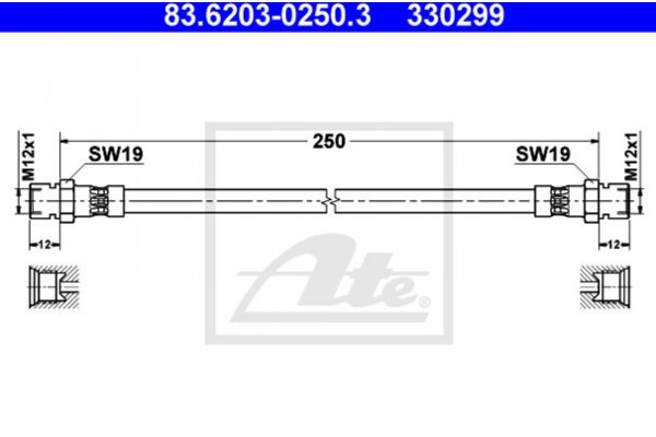 Ate Ελαστικός Σωλήνας Φρένων - 83.6203-0250.3