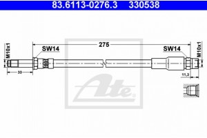 Ate Ελαστικός Σωλήνας Φρένων - 83.6113-0276.3