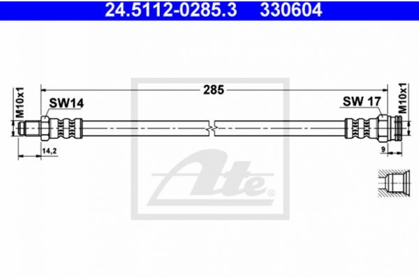 Ate Ελαστικός Σωλήνας Φρένων - 24.5112-0285.3