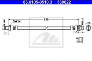 Ate Ελαστικός Σωλήνας Φρένων - 83.6105-0510.3