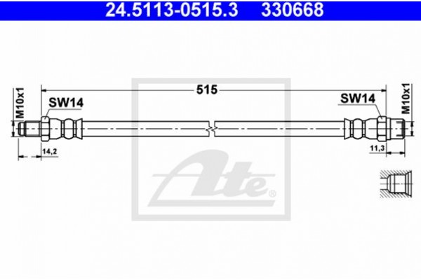 Ate Ελαστικός Σωλήνας Φρένων - 24.5113-0515.3