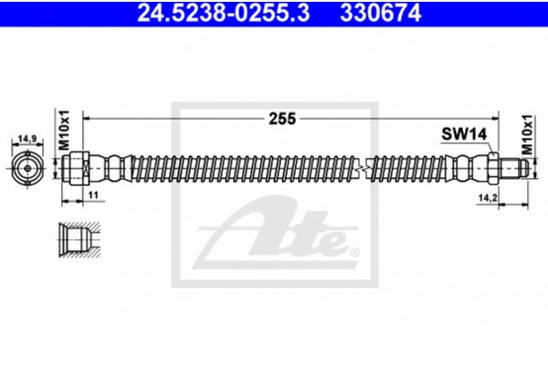 Ate Ελαστικός Σωλήνας Φρένων - 24.5238-0255.3