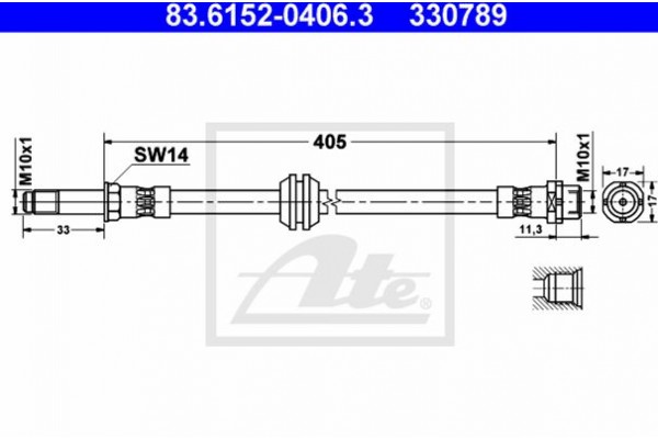 Ate Ελαστικός Σωλήνας Φρένων - 83.6152-0406.3