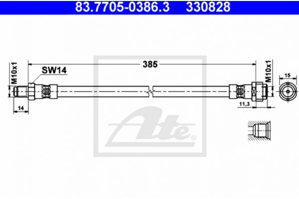 Ate Ελαστικός Σωλήνας Φρένων - 83.7705-0386.3