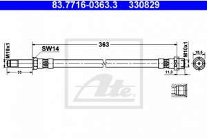 Ate Ελαστικός Σωλήνας Φρένων - 83.7716-0363.3
