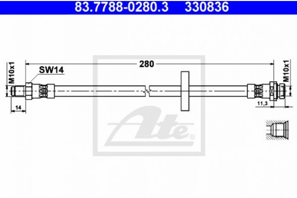 Ate Ελαστικός Σωλήνας Φρένων - 83.7788-0280.3