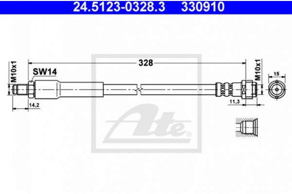 Ate Ελαστικός Σωλήνας Φρένων - 24.5123-0328.3