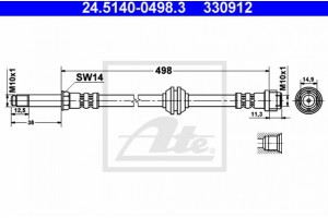 Ate Ελαστικός Σωλήνας Φρένων - 24.5140-0498.3