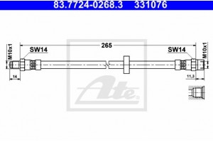 Ate Ελαστικός Σωλήνας Φρένων - 83.7724-0268.3