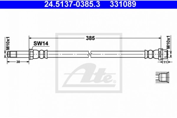 Ate Ελαστικός Σωλήνας Φρένων - 24.5137-0385.3