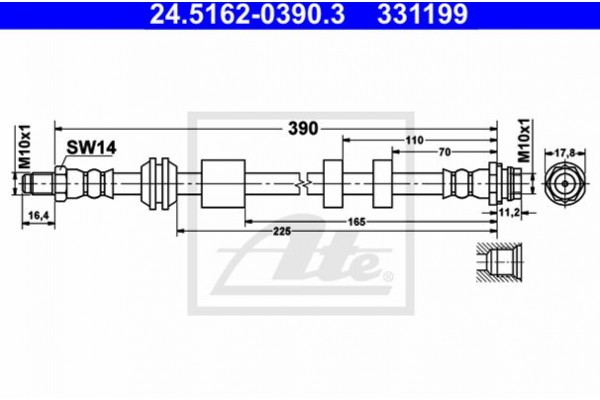 Ate Ελαστικός Σωλήνας Φρένων - 24.5162-0390.3