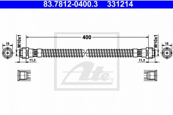 Ate Ελαστικός Σωλήνας Φρένων - 83.7812-0400.3