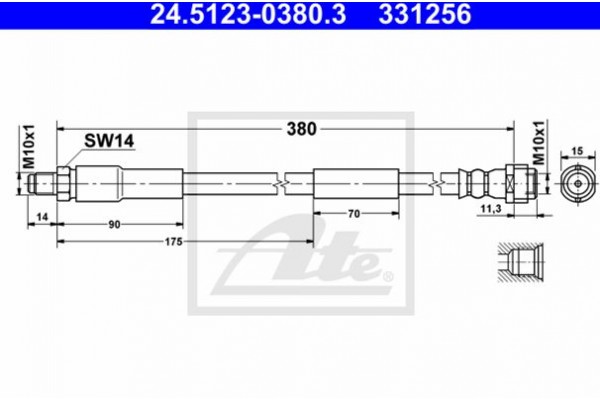 Ate Ελαστικός Σωλήνας Φρένων - 24.5123-0380.3