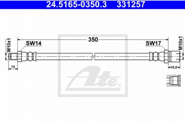 Ate Ελαστικός Σωλήνας Φρένων - 24.5165-0350.3