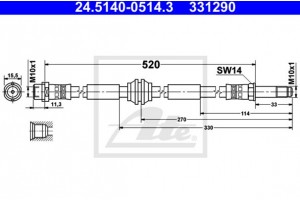 Ate Ελαστικός Σωλήνας Φρένων - 24.5140-0514.3