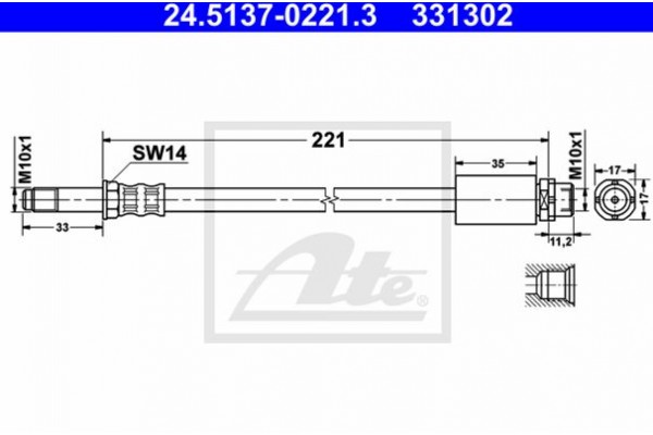 Ate Ελαστικός Σωλήνας Φρένων - 24.5137-0221.3