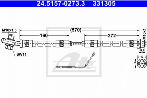 Ate Ελαστικός Σωλήνας Φρένων - 24.5157-0273.3