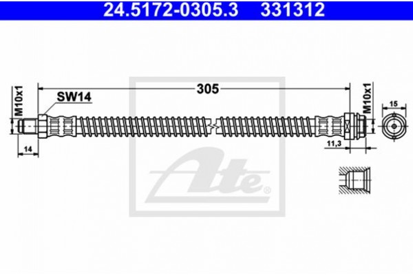 Ate Ελαστικός Σωλήνας Φρένων - 24.5172-0305.3