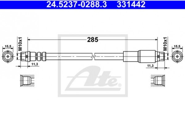 Ate Ελαστικός Σωλήνας Φρένων - 24.5237-0288.3