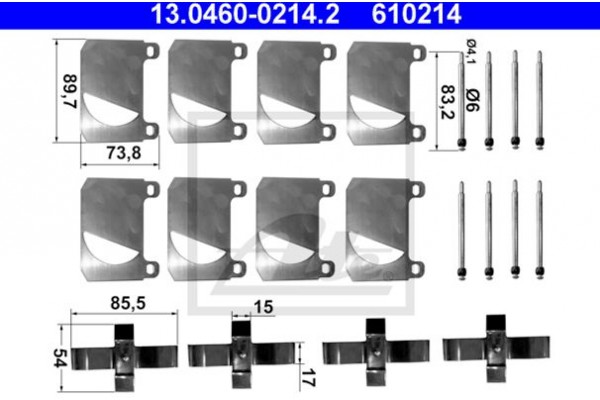Ate Σετ βοηθ. εξαρτημάτων, Τακάκια Φρένων - 13.0460-0214.2