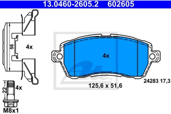 Ate Σετ τακάκια, Δισκόφρενα - 13.0460-2605.2