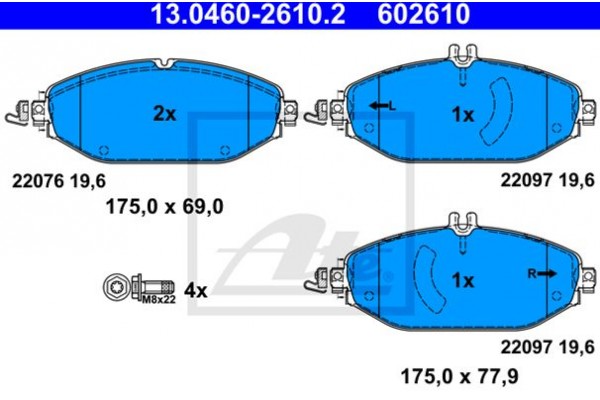 Ate Σετ τακάκια, Δισκόφρενα - 13.0460-2610.2