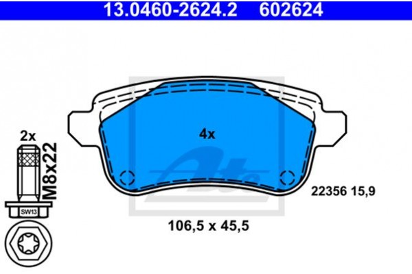 Ate Σετ τακάκια, Δισκόφρενα - 13.0460-2624.2