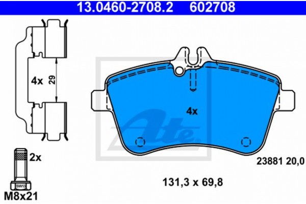 Ate Σετ τακάκια, Δισκόφρενα - 13.0460-2708.2