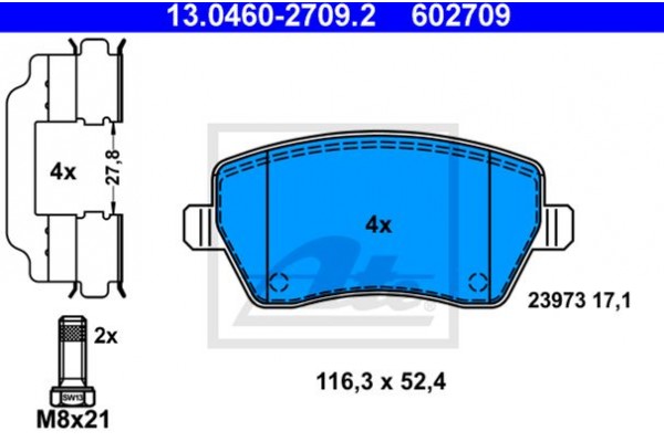 Ate Σετ τακάκια, Δισκόφρενα - 13.0460-2709.2