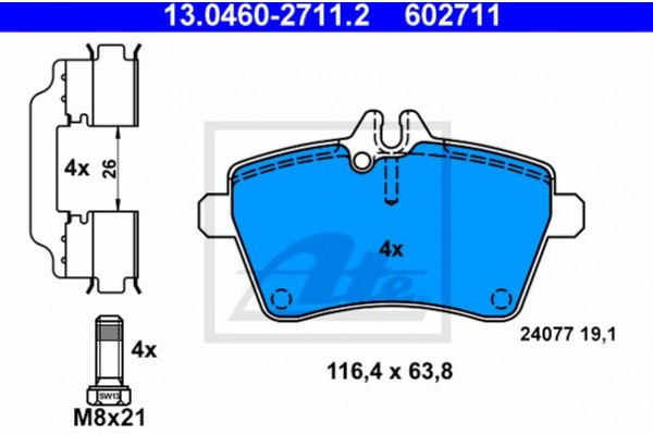 Ate Σετ τακάκια, Δισκόφρενα - 13.0460-2711.2