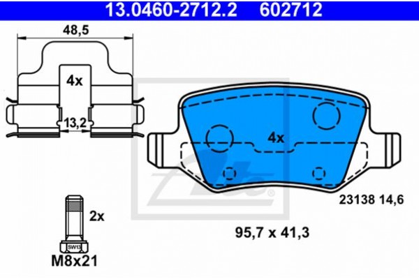 Ate Σετ τακάκια, Δισκόφρενα - 13.0460-2712.2