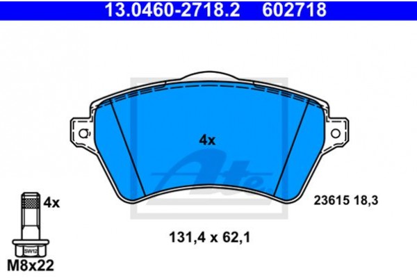 Ate Σετ τακάκια, Δισκόφρενα - 13.0460-2718.2