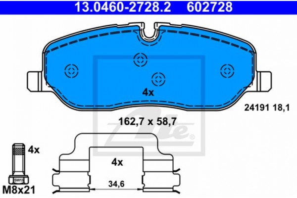 Ate Σετ τακάκια, Δισκόφρενα - 13.0460-2728.2