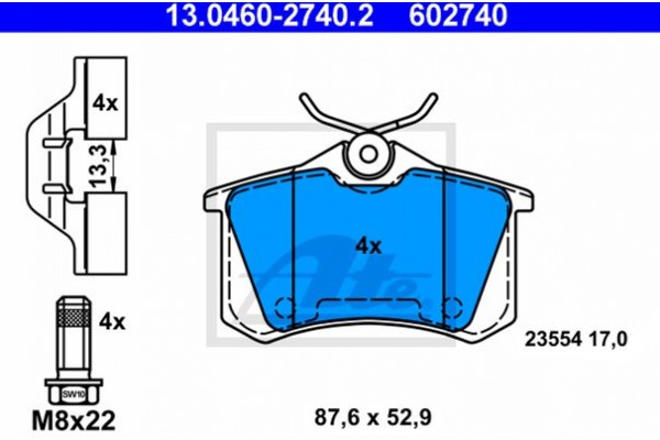 Ate Σετ τακάκια, Δισκόφρενα - 13.0460-2740.2