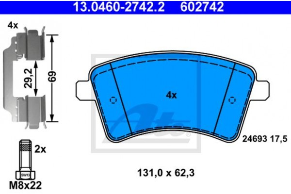 Ate Σετ τακάκια, Δισκόφρενα - 13.0460-2742.2