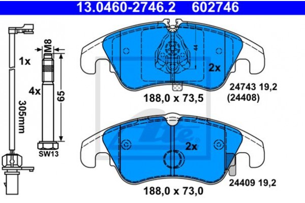 Ate Σετ τακάκια, Δισκόφρενα - 13.0460-2746.2