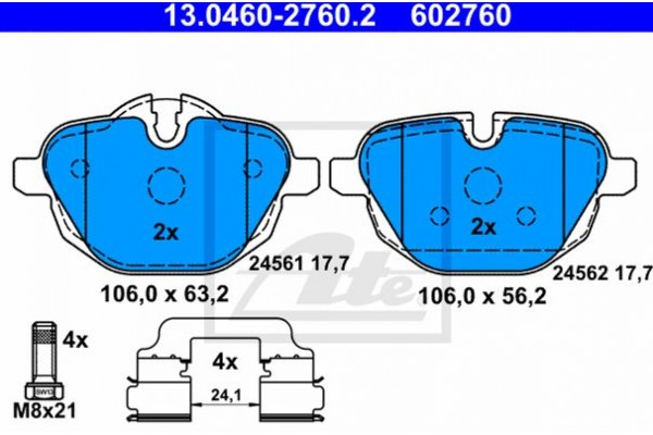 Ate Σετ τακάκια, Δισκόφρενα - 13.0460-2760.2