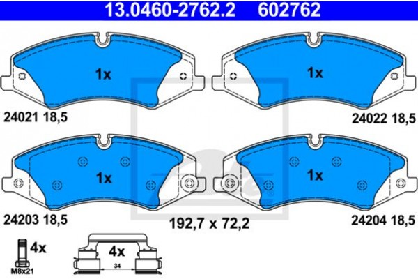 Ate Σετ τακάκια, Δισκόφρενα - 13.0460-2762.2