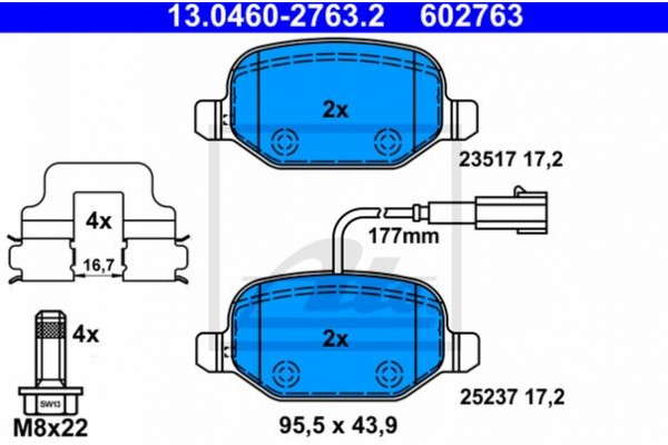 Ate Σετ τακάκια, Δισκόφρενα - 13.0460-2763.2