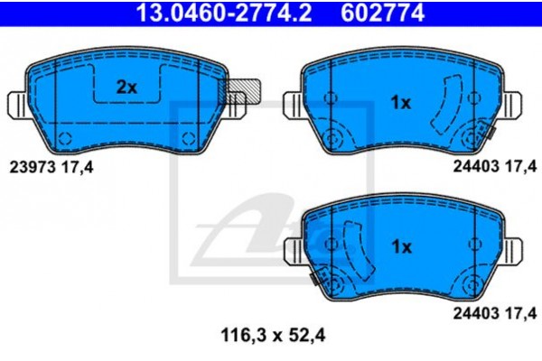 Ate Σετ τακάκια, Δισκόφρενα - 13.0460-2774.2